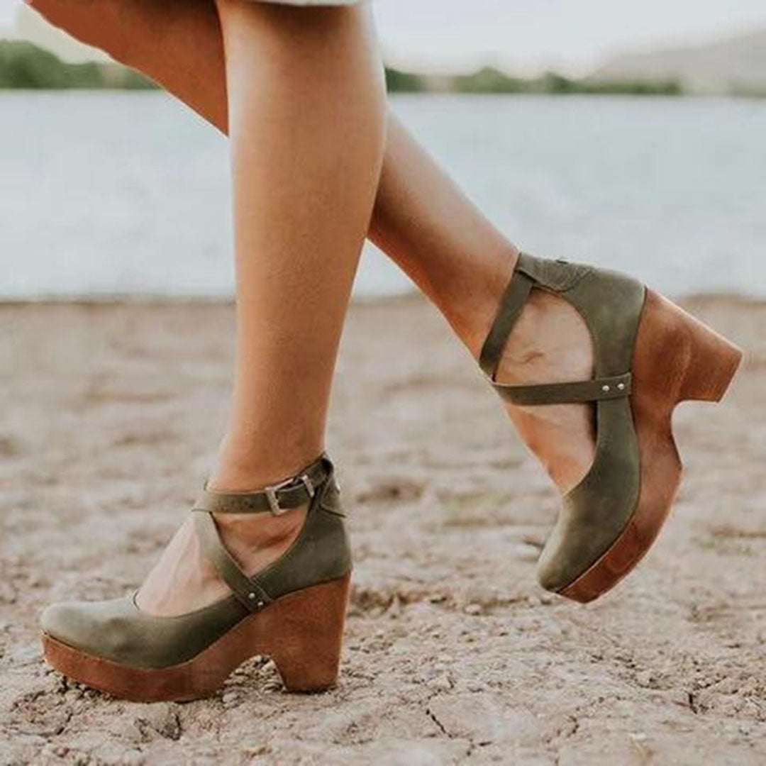 Closed Toe Wedge Strap Sandals