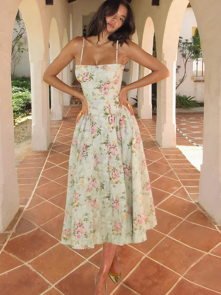 Floral Strap Midi Dress