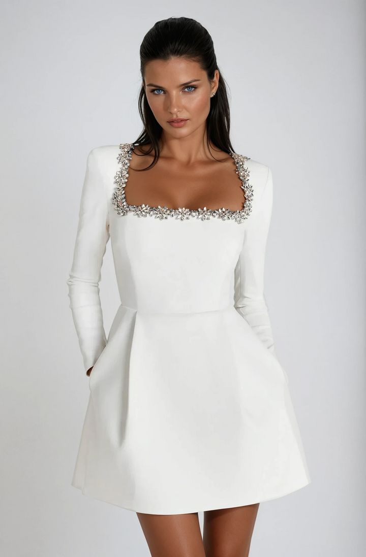 Sophisticated Occasion Mini Dress with Elegant Drape