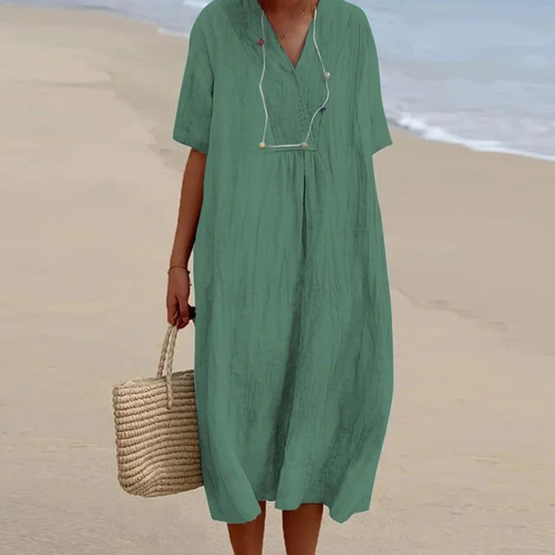 Vestido de verano midi playero para ocasiones, corte holgado para mujer