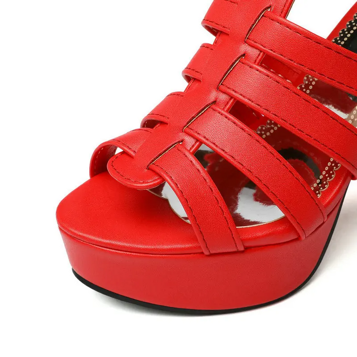 Wide-Fit Leather Platform Sandals