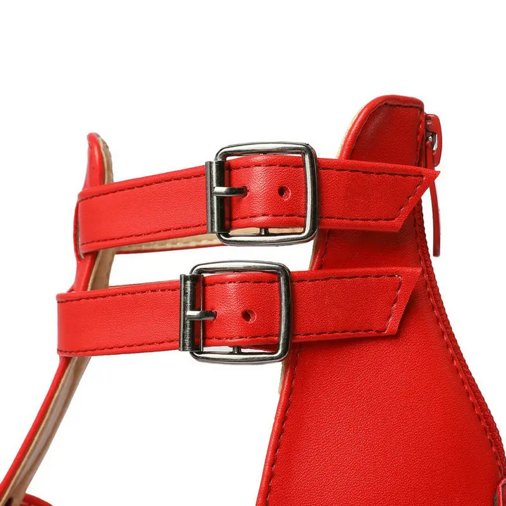 Wide-Fit Leather Platform Sandals