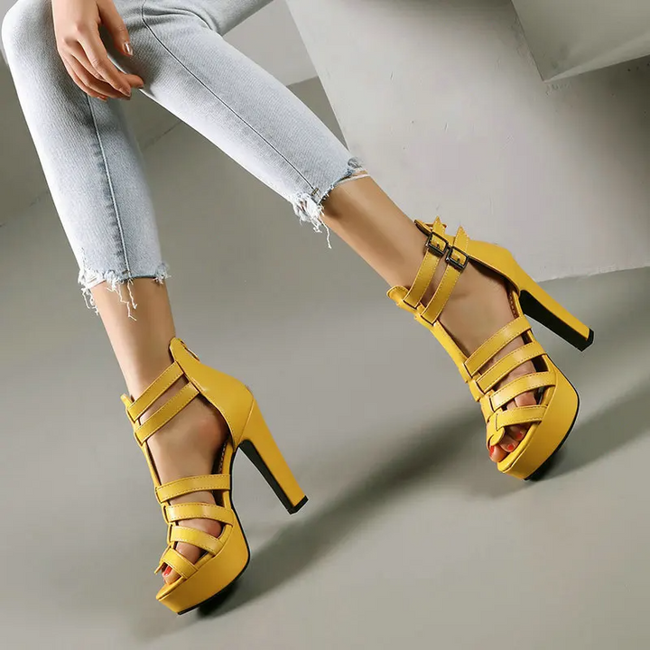 Wide-Fit Leather Platform Sandals