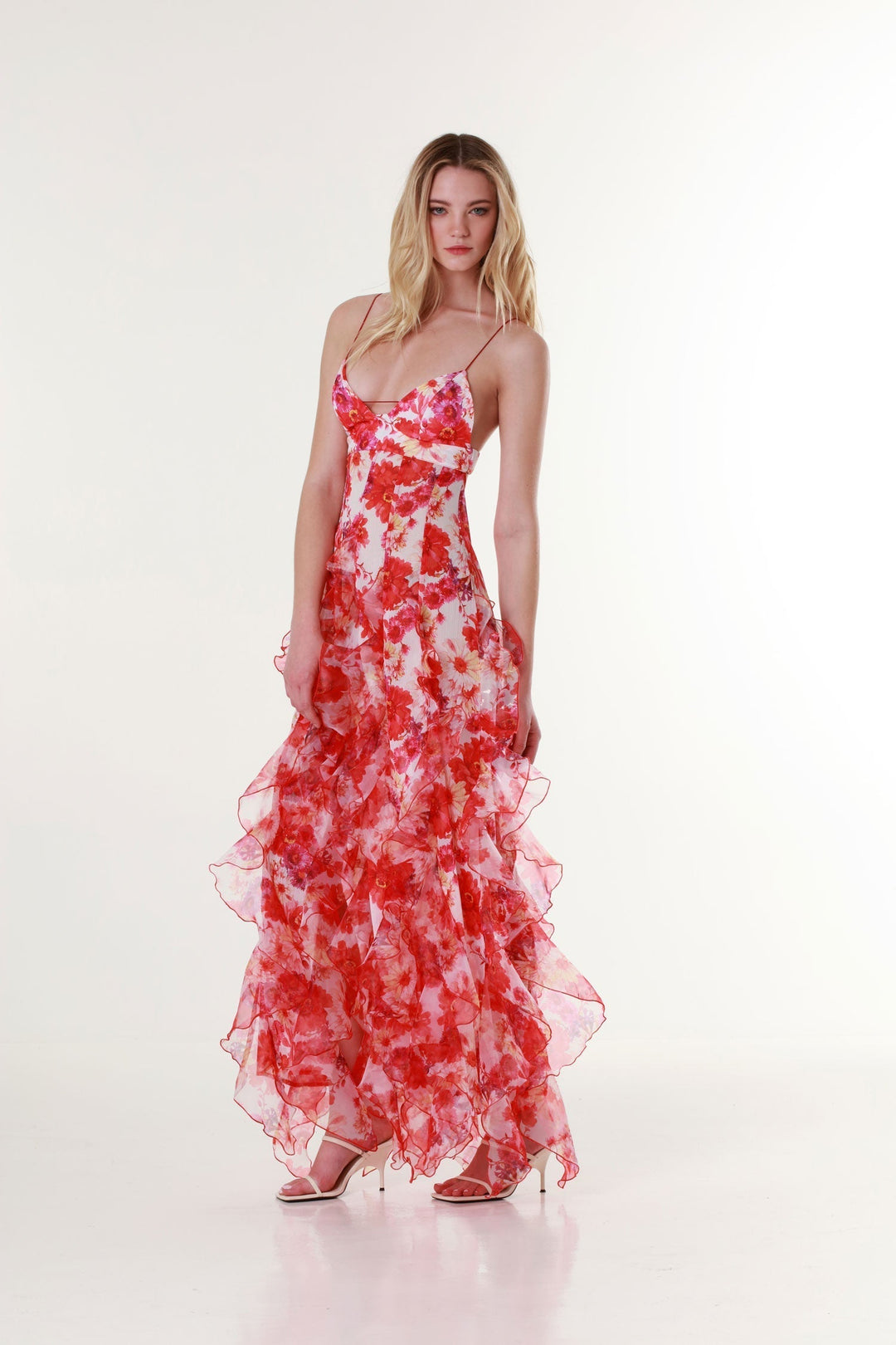 Women's Enchanting Blossom Gown Long Ruffle Maxi Dress for Special Events