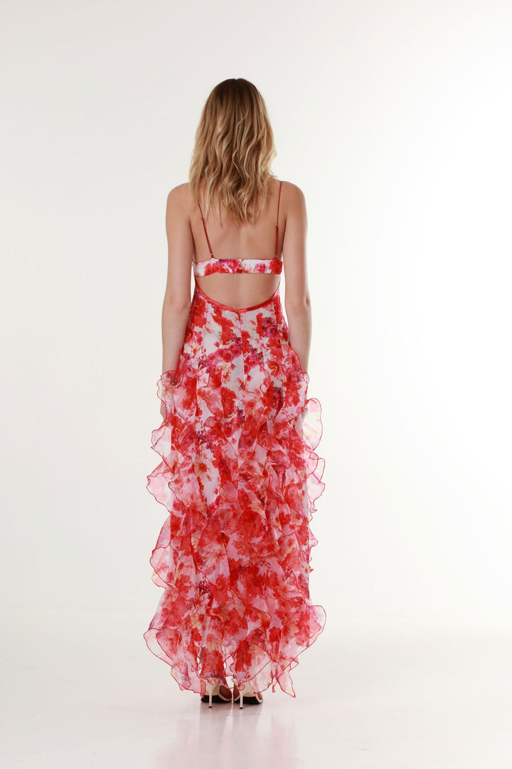Women's Enchanting Blossom Gown Long Ruffle Maxi Dress for Special Events