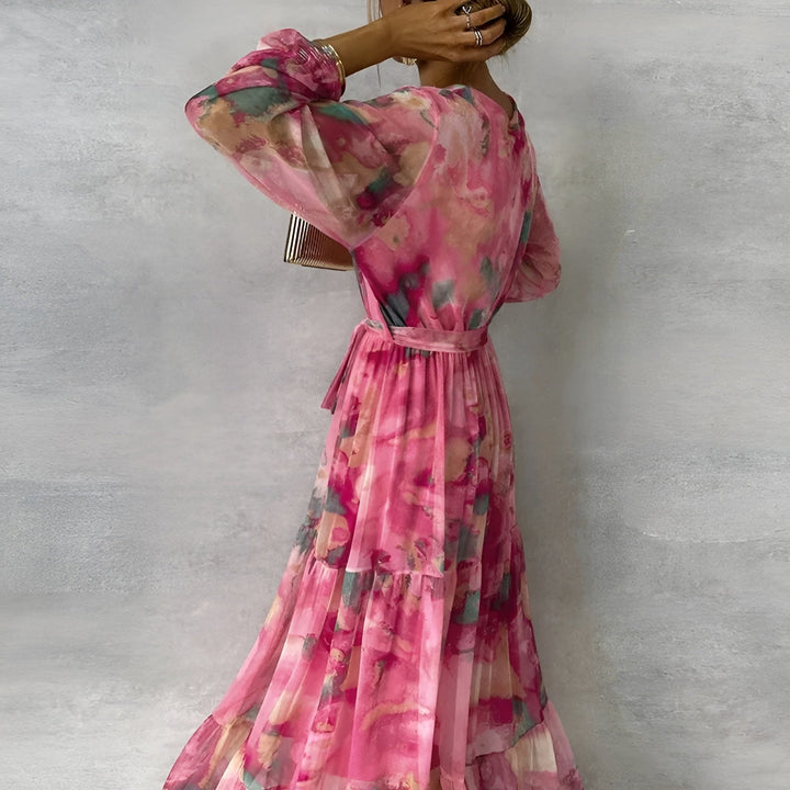 Vestidos de verano para ocasiones románticas con flores y pliegues para mujer