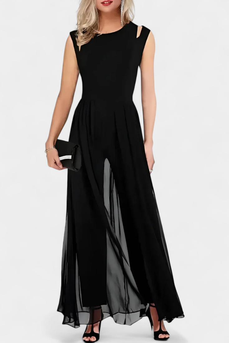 Nadia | Open-Shoulder Fluid Chiffon Jumpsuit