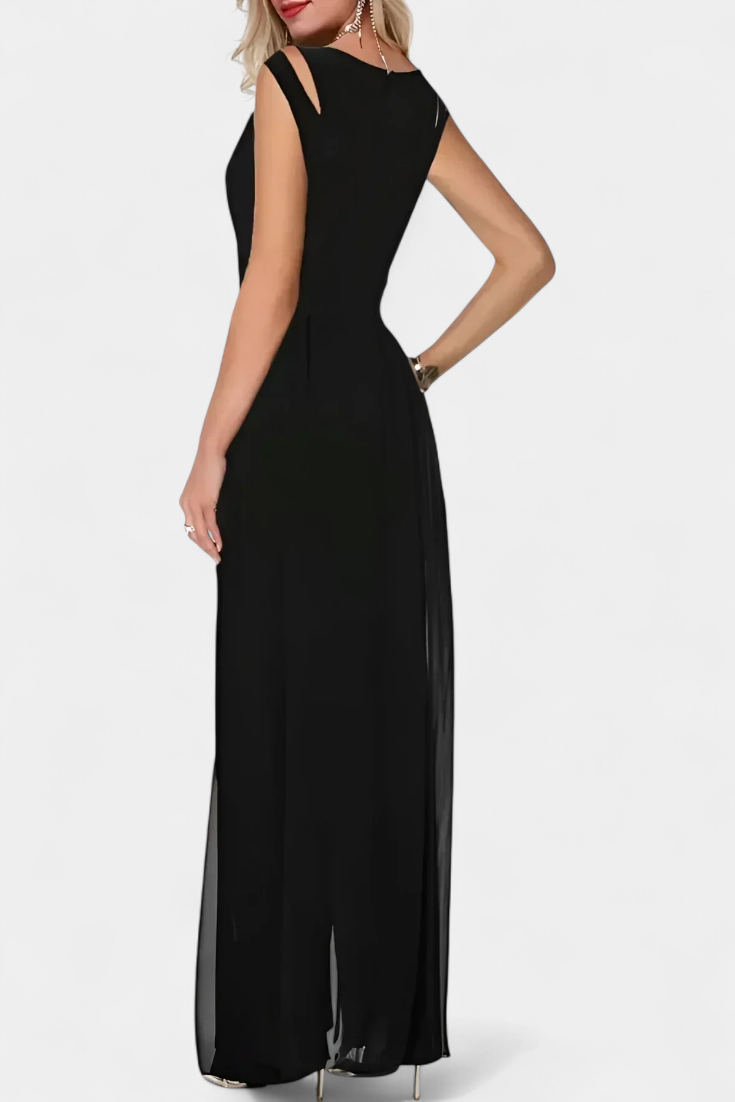 Nadia | Open-Shoulder Fluid Chiffon Jumpsuit