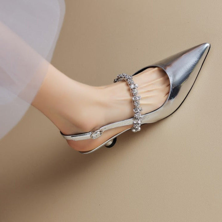 Szpilki na pasku z kryształami Slingback