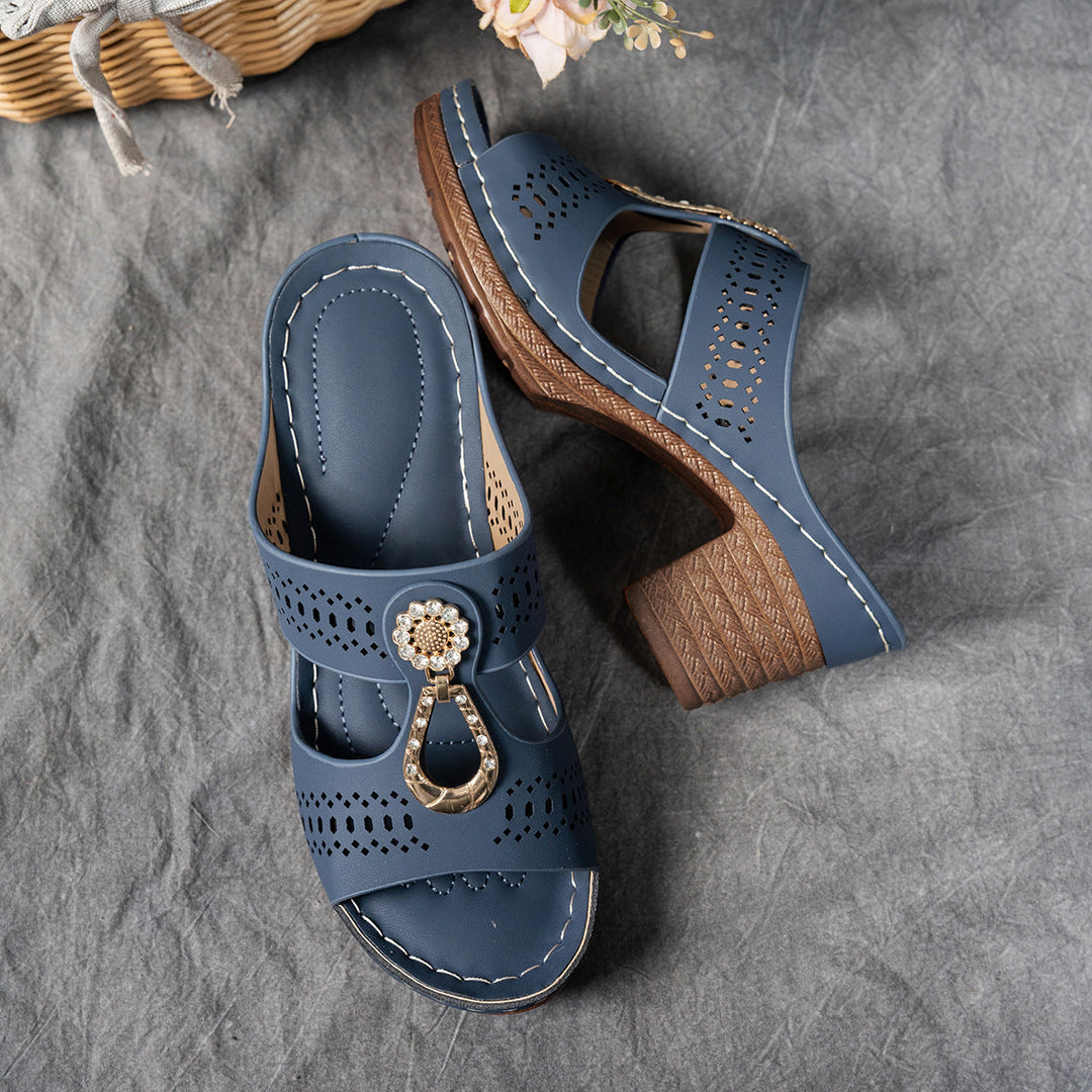Orthopedic Rhinestone Flat Sandals