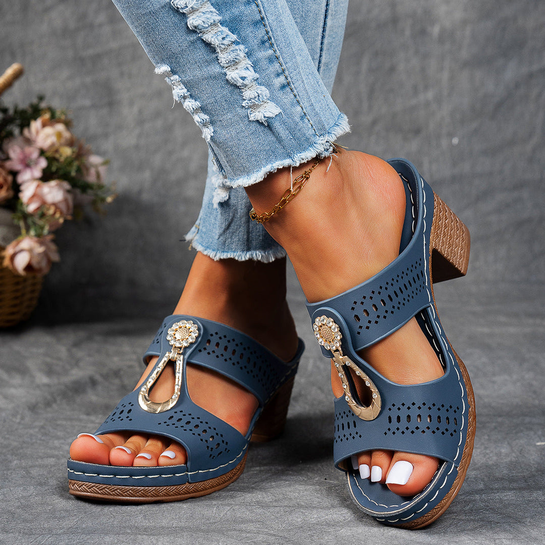 Orthopedic Rhinestone Flat Sandals