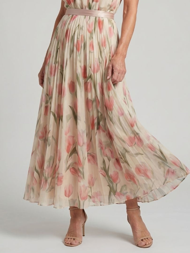 Vestido midi floral con cuello halter