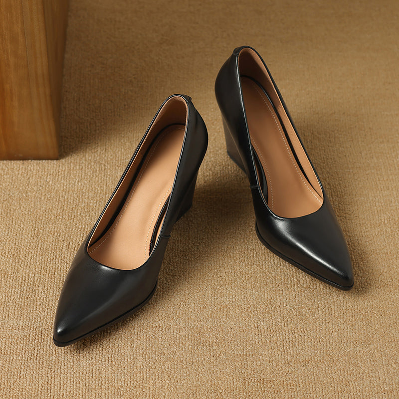 Tacones de trabajo sin cordones con punta puntiaguda