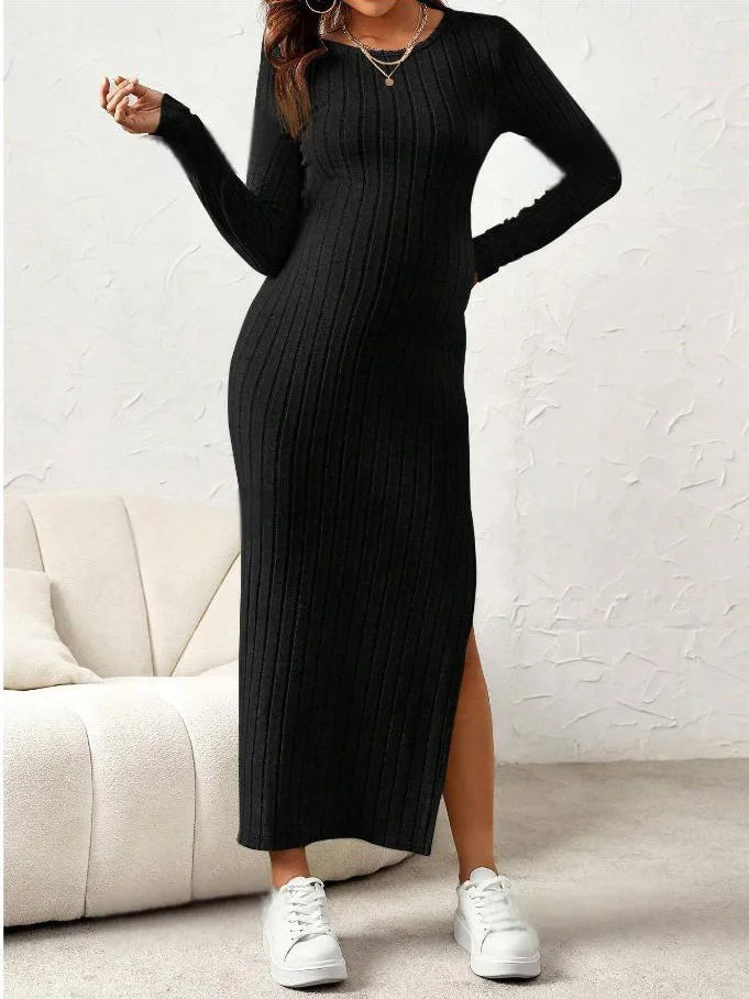 Vestido de maternidad ajustado y flexible de punto para mujer