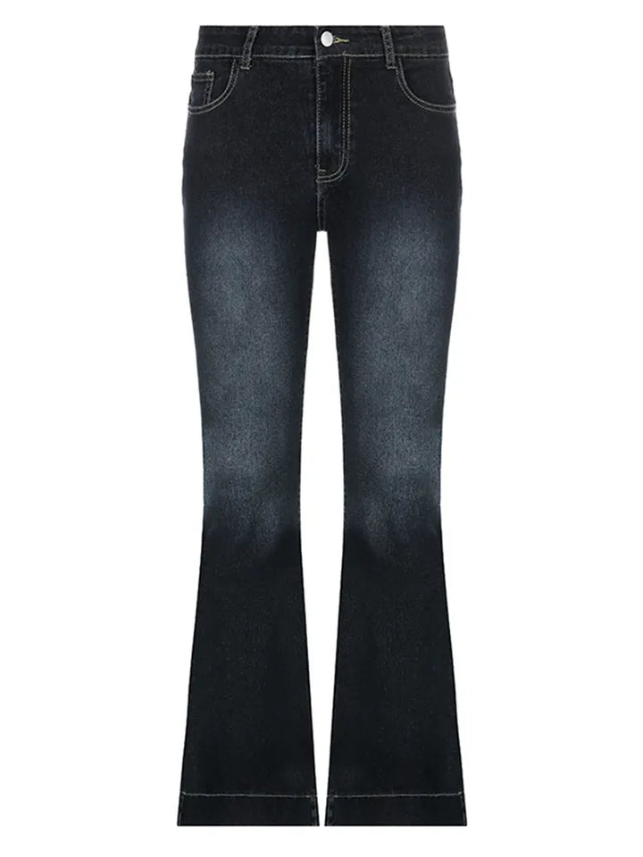 Women's Retro Low-Waist Baggy Flare Jeans - Ideal for Casual Days
