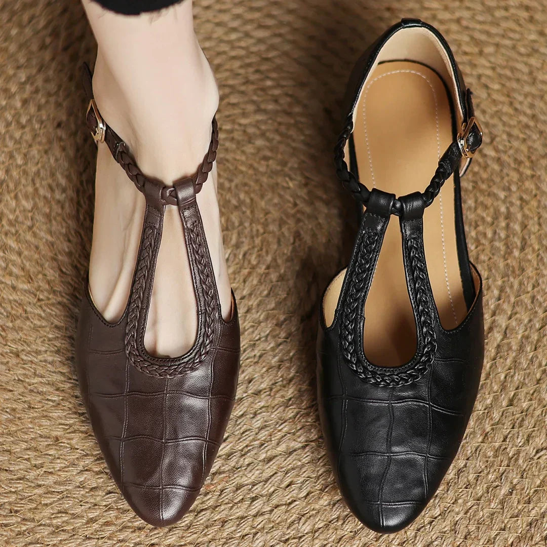 Zapatos planos Mary Jane de punta puntiaguda