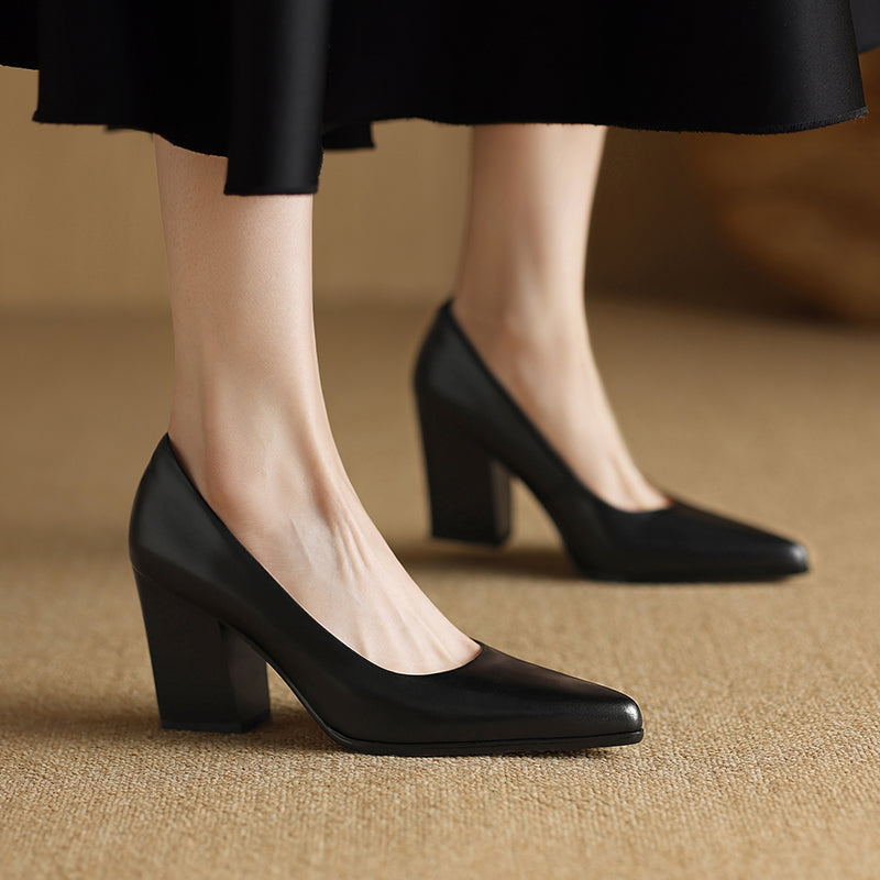 Tacones de trabajo sin cordones con punta puntiaguda