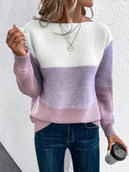 Women's Three-Color Patchwork Knit Sweater