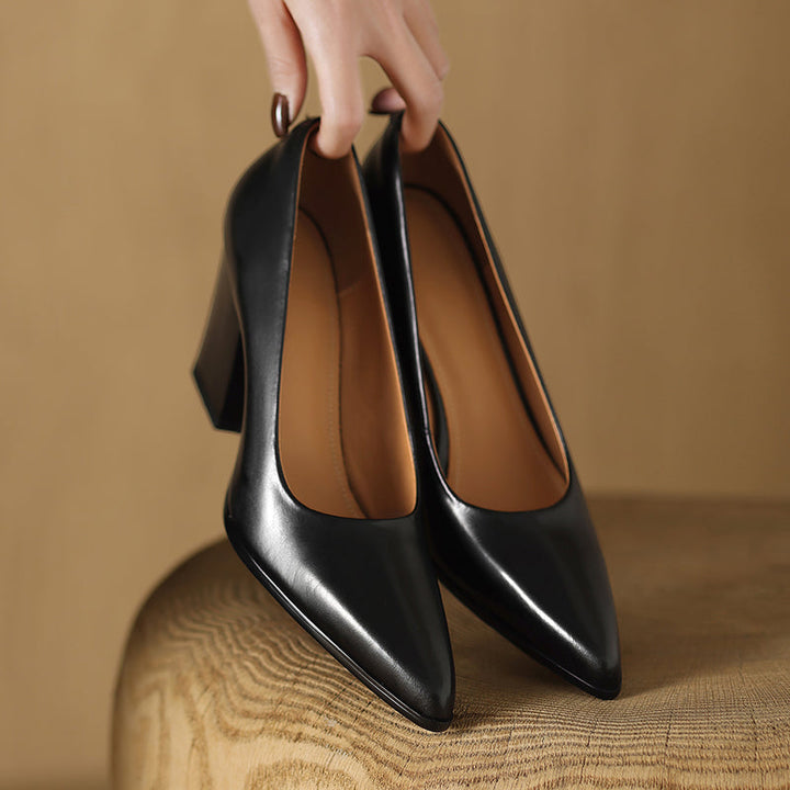 Tacones de trabajo sin cordones con punta puntiaguda