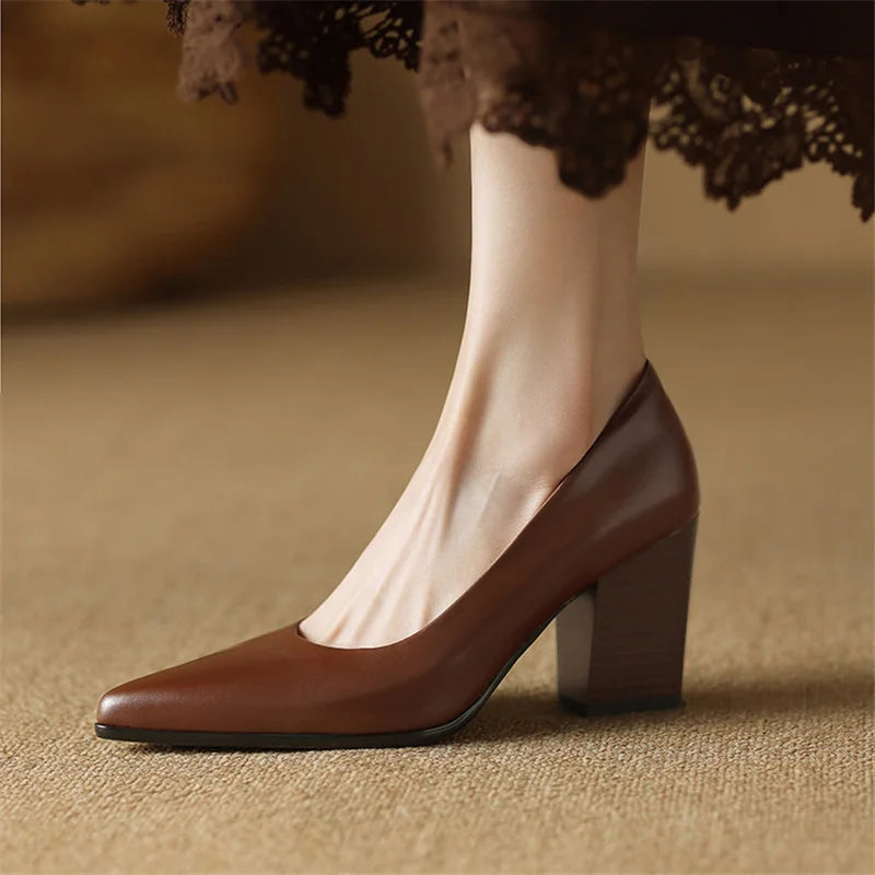 Tacones de trabajo sin cordones con punta puntiaguda