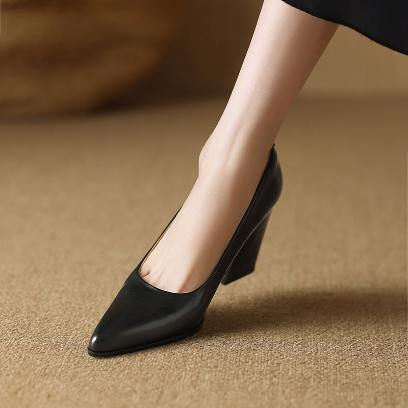 Tacones de trabajo sin cordones con punta puntiaguda