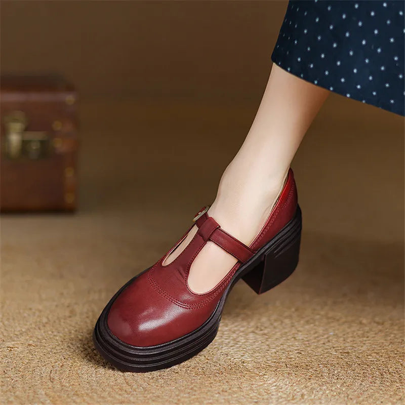Chunky Mary Jane Heel Pumps