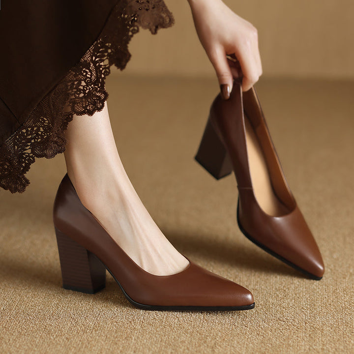 Tacones de trabajo sin cordones con punta puntiaguda