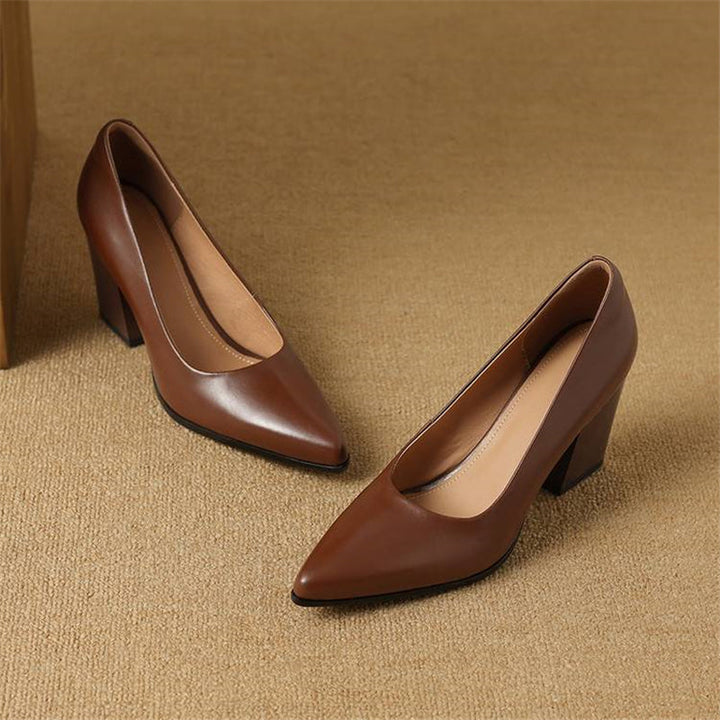 Tacones de trabajo sin cordones con punta puntiaguda