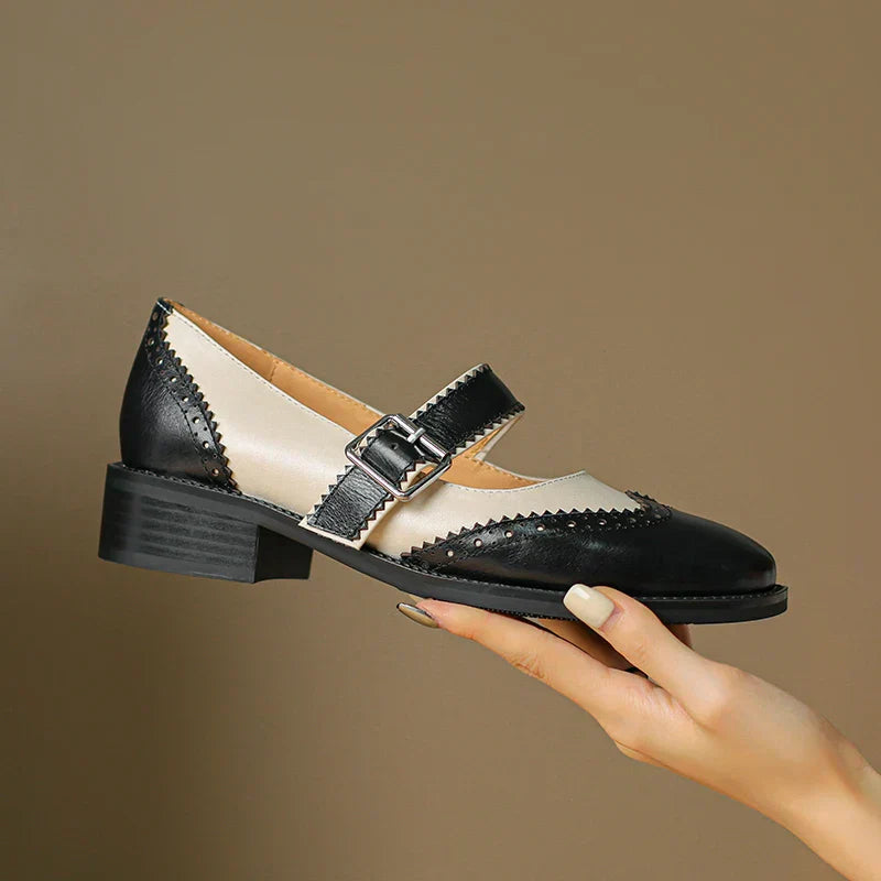 Two-Tone Mary Jane Heel Shoes