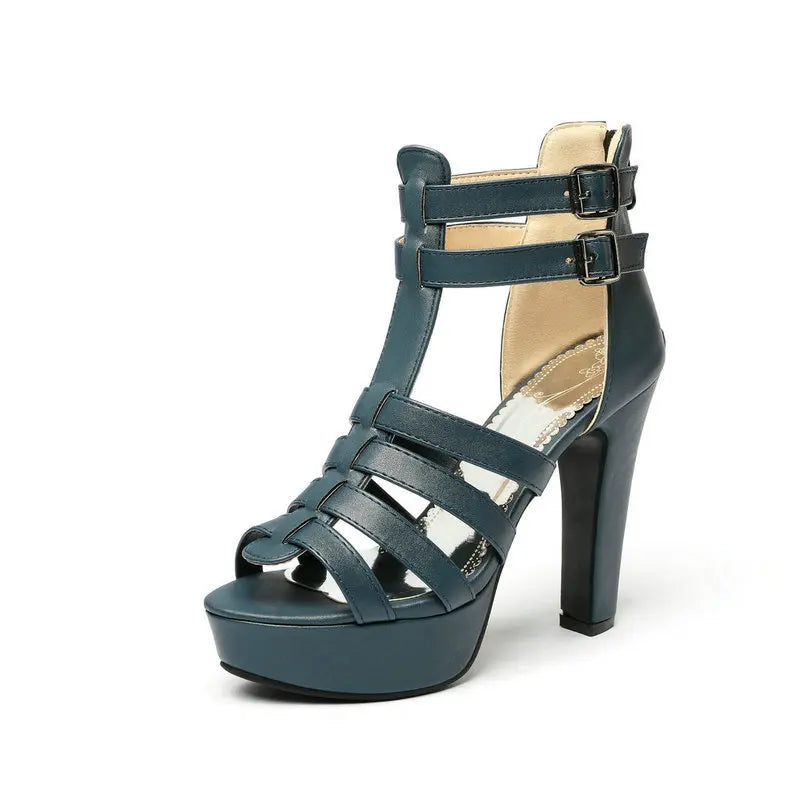 Wide-Fit Leather Platform Sandals
