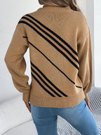 Women's Twill Texture Colour Block Knit Pullover