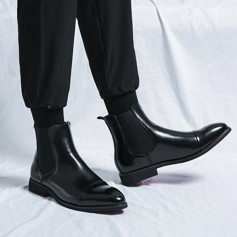 Men's Modern Pull-On Dress Chelsea Boots with Elasticated Sides