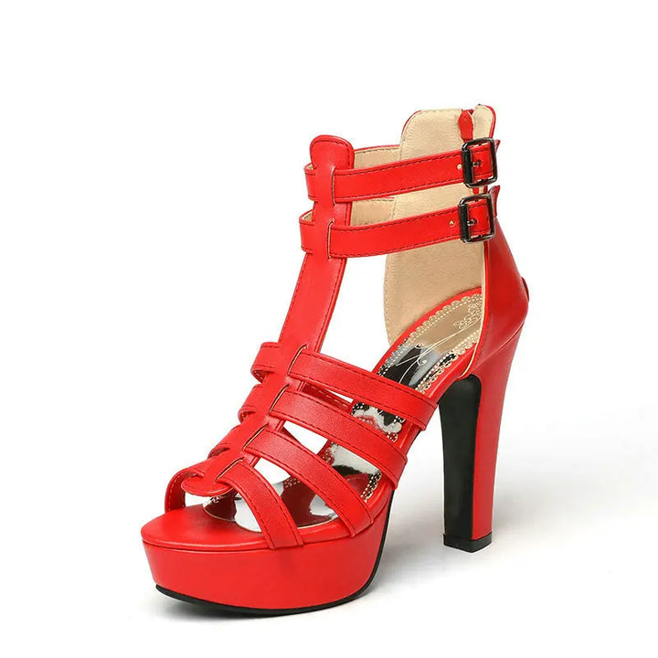 Wide-Fit Leather Platform Sandals