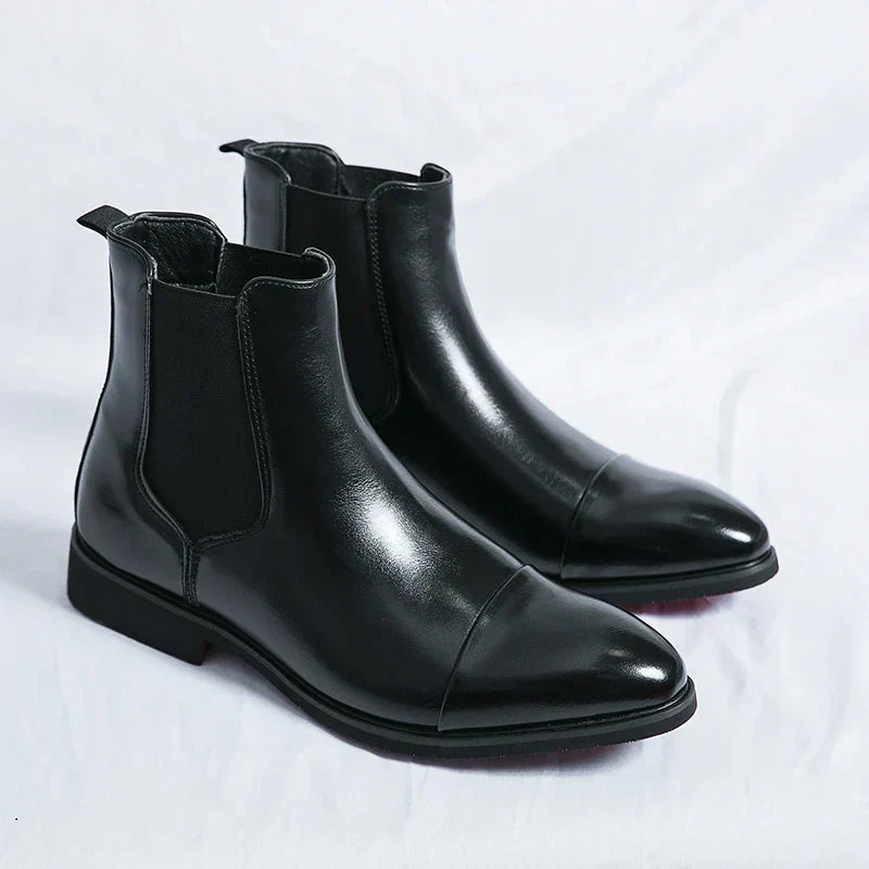 Men's Modern Pull-On Dress Chelsea Boots with Elasticated Sides