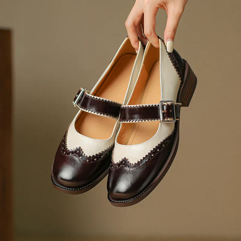 Two-Tone Mary Jane Heel Shoes