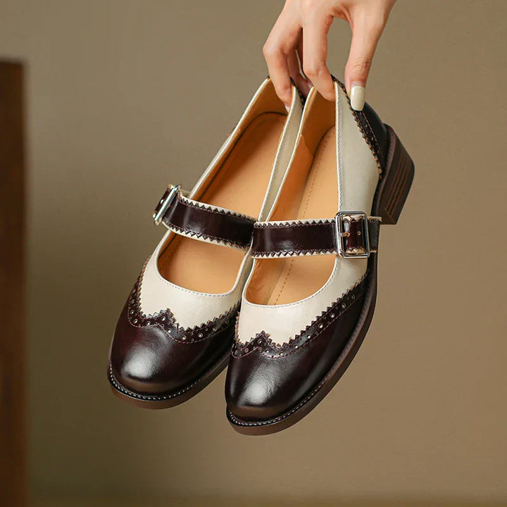Two-Tone Mary Jane Heel Shoes