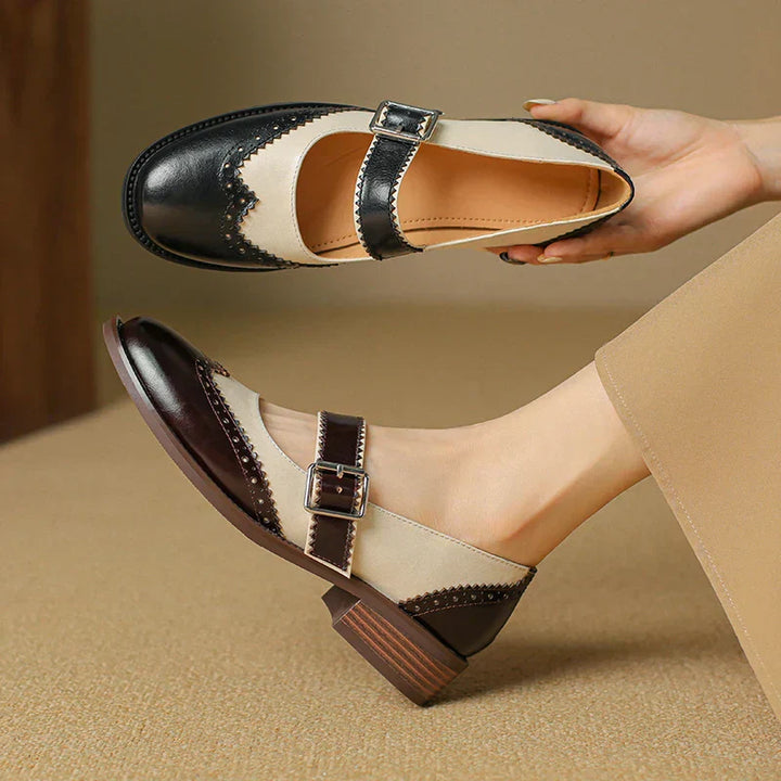 Two-Tone Mary Jane Heel Shoes