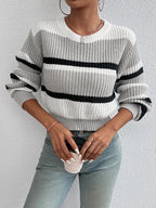 Women’s Drop Shoulder Color Match Knit Sweater