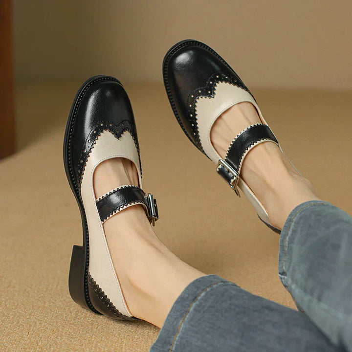 Two-Tone Mary Jane Heel Shoes