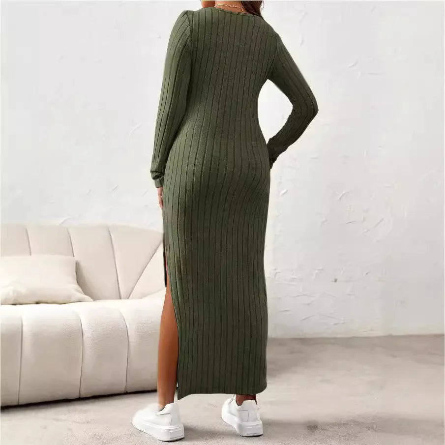 Vestido de maternidad ajustado y flexible de punto para mujer