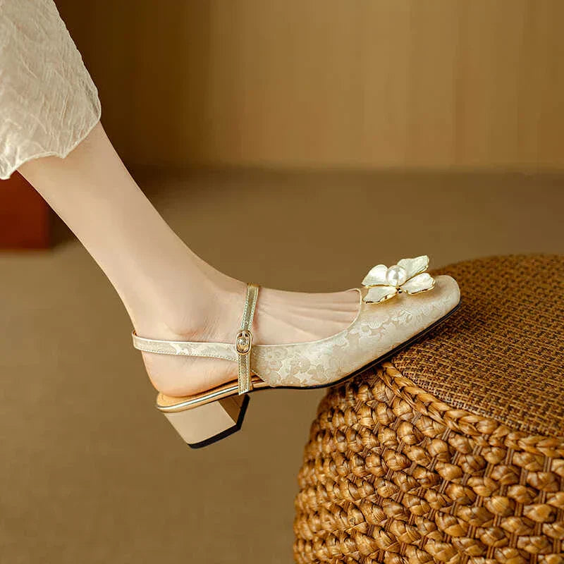 Floral Slingback Heel Pumps