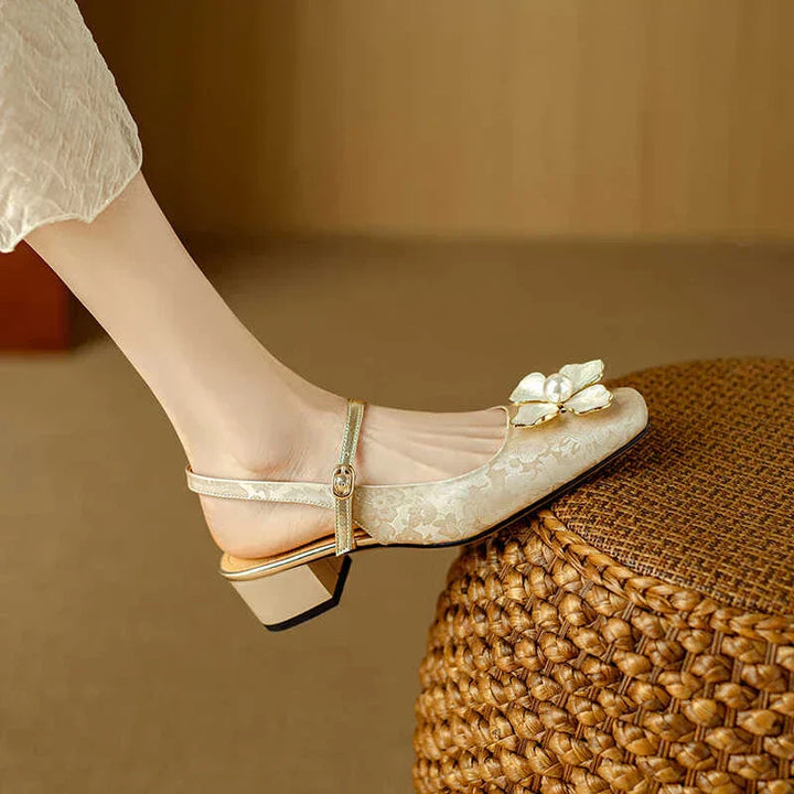 Floral Slingback Heel Pumps