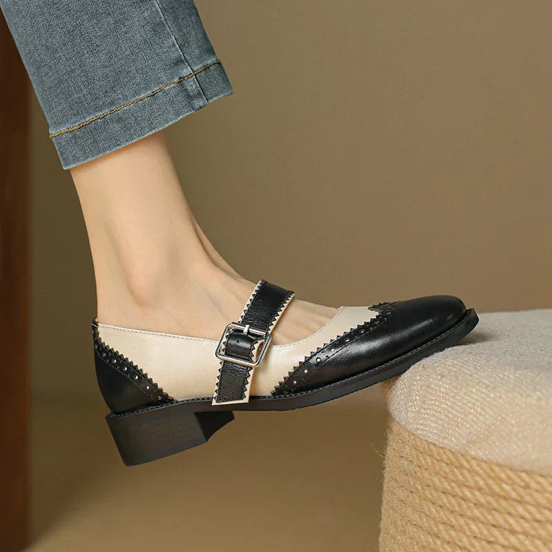 Two-Tone Mary Jane Heel Shoes