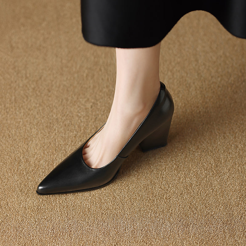 Tacones de trabajo sin cordones con punta puntiaguda