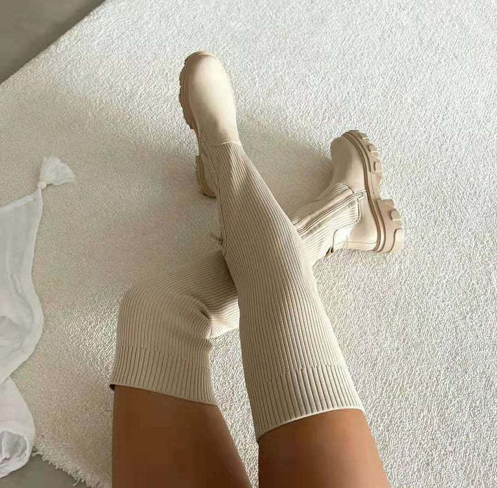 Modern Heeled Wedge Non-Slip Knee-High Boots for Women
