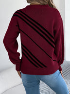 Women's Twill Texture Colour Block Knit Pullover