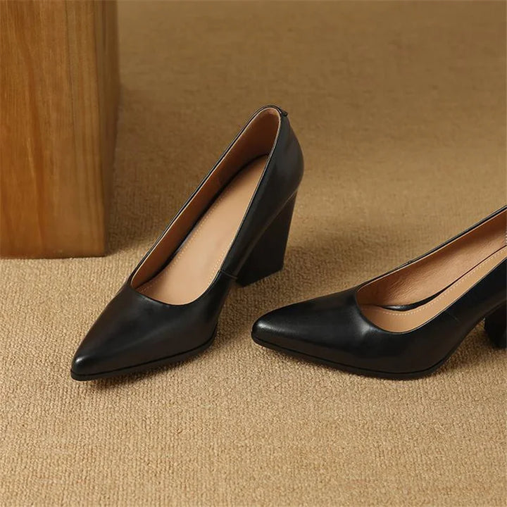 Tacones de trabajo sin cordones con punta puntiaguda