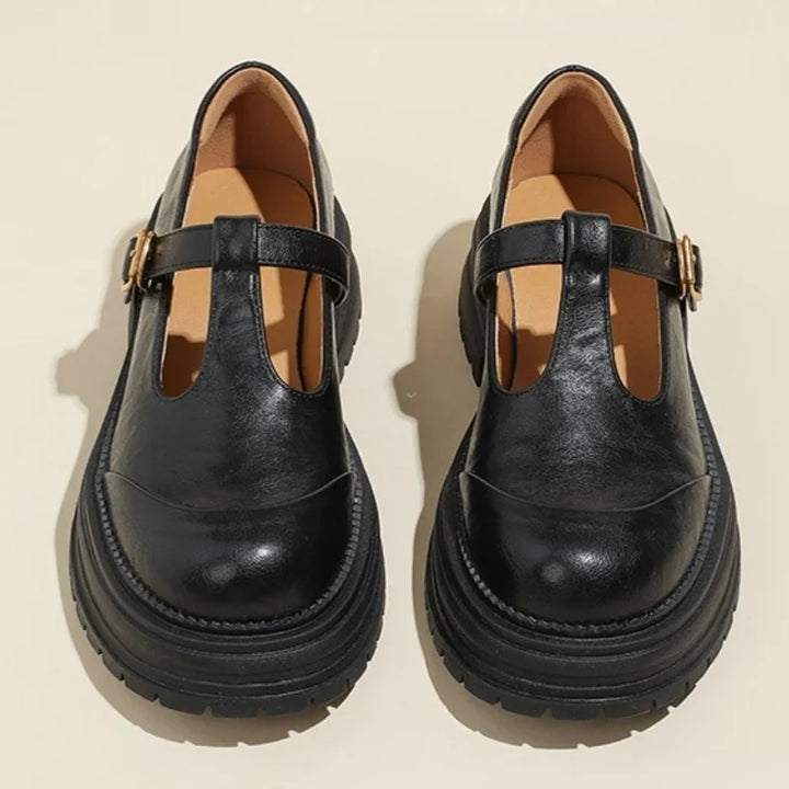 Brogue T-Bar Mary Jane Heel Sandals