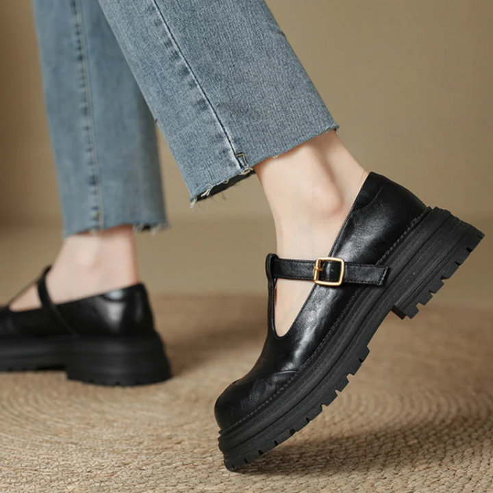 Brogue T-Bar Mary Jane Heel Sandals