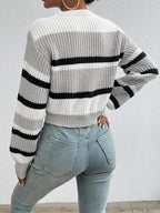 Women’s Drop Shoulder Color Match Knit Sweater